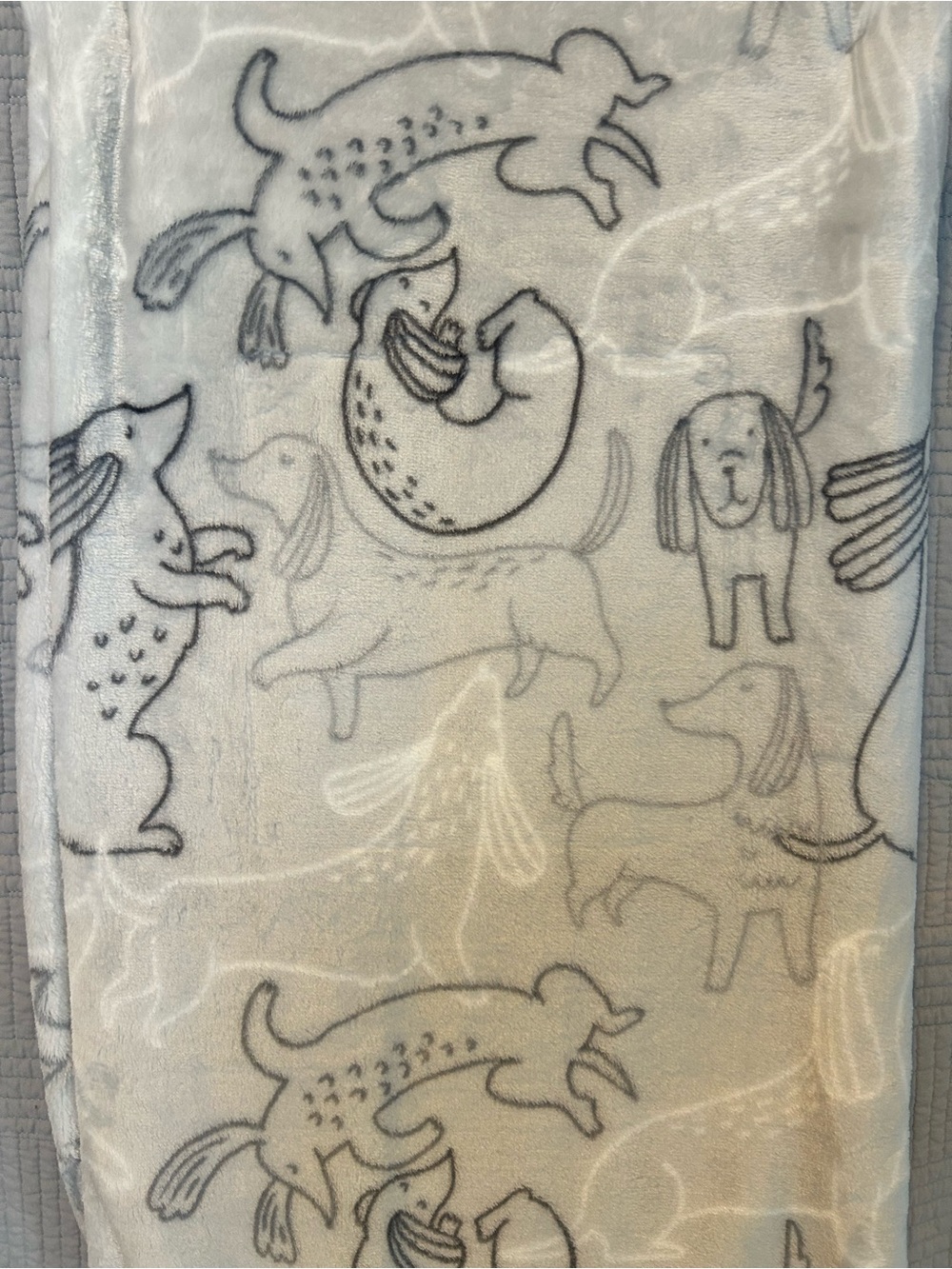 Soft pale grey Dachshund-Print Dog Blanket - Plush  Throw 50x70